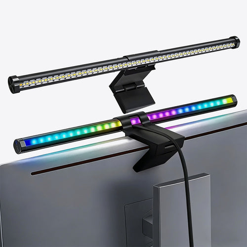 HALVO One édition Halo : barre lumineuse avec rétroéclairage RGB, fixée en haut d'un écran par son support à gravité
