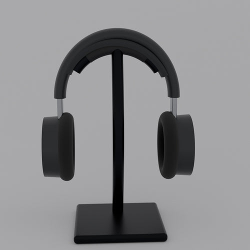 Support casque HALVO Arc noir avec un casque, rendu studio