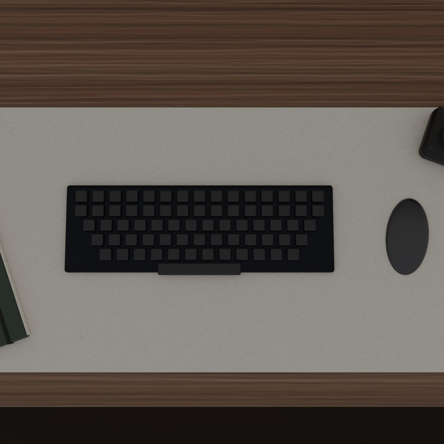 Tapis de bureau HALVO Field coquille d'œuf vu de dessus avec clavier, souris et carnet (rendu 3D)