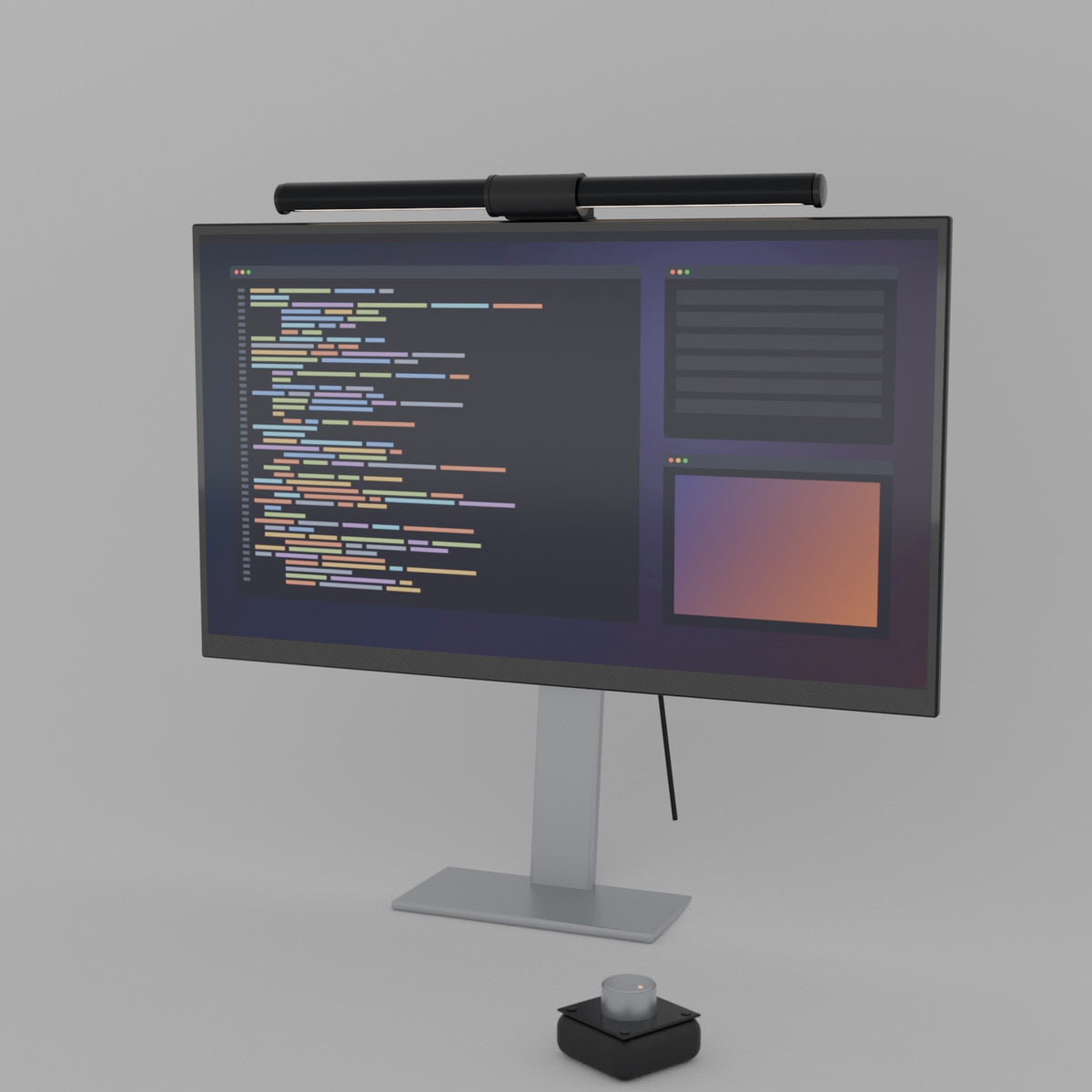HALVO One posée sur un écran, rendu studio
