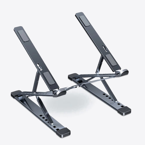 Support ordinateur portable HALVO Rise en aluminium gris sidéral, déplié